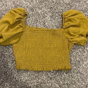 Wild fable mustard puff sleeve crop top